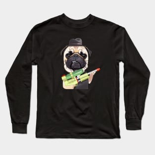 Angry Pug Water Gun Long Sleeve T-Shirt